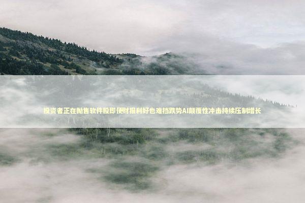 投资者正在抛售软件股即便财报利好也难挡跌势AI颠覆性冲击持续压制增长