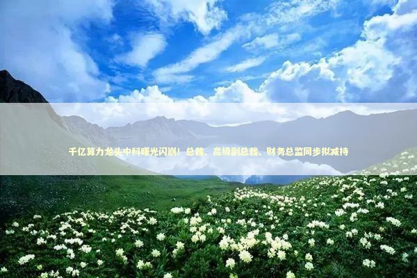 千亿算力龙头中科曙光闪崩！总裁、高级副总裁、财务总监同步拟减持